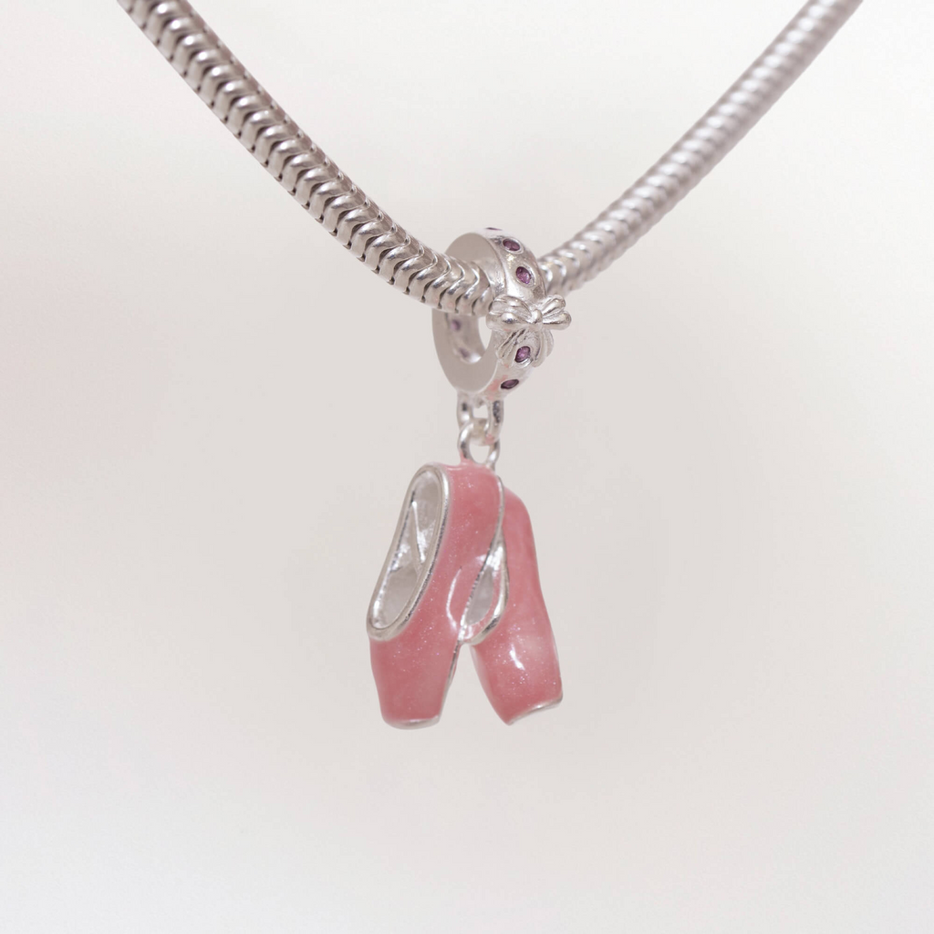 Berloque de Prata 925 Sapatilha de Ballet Rosa
