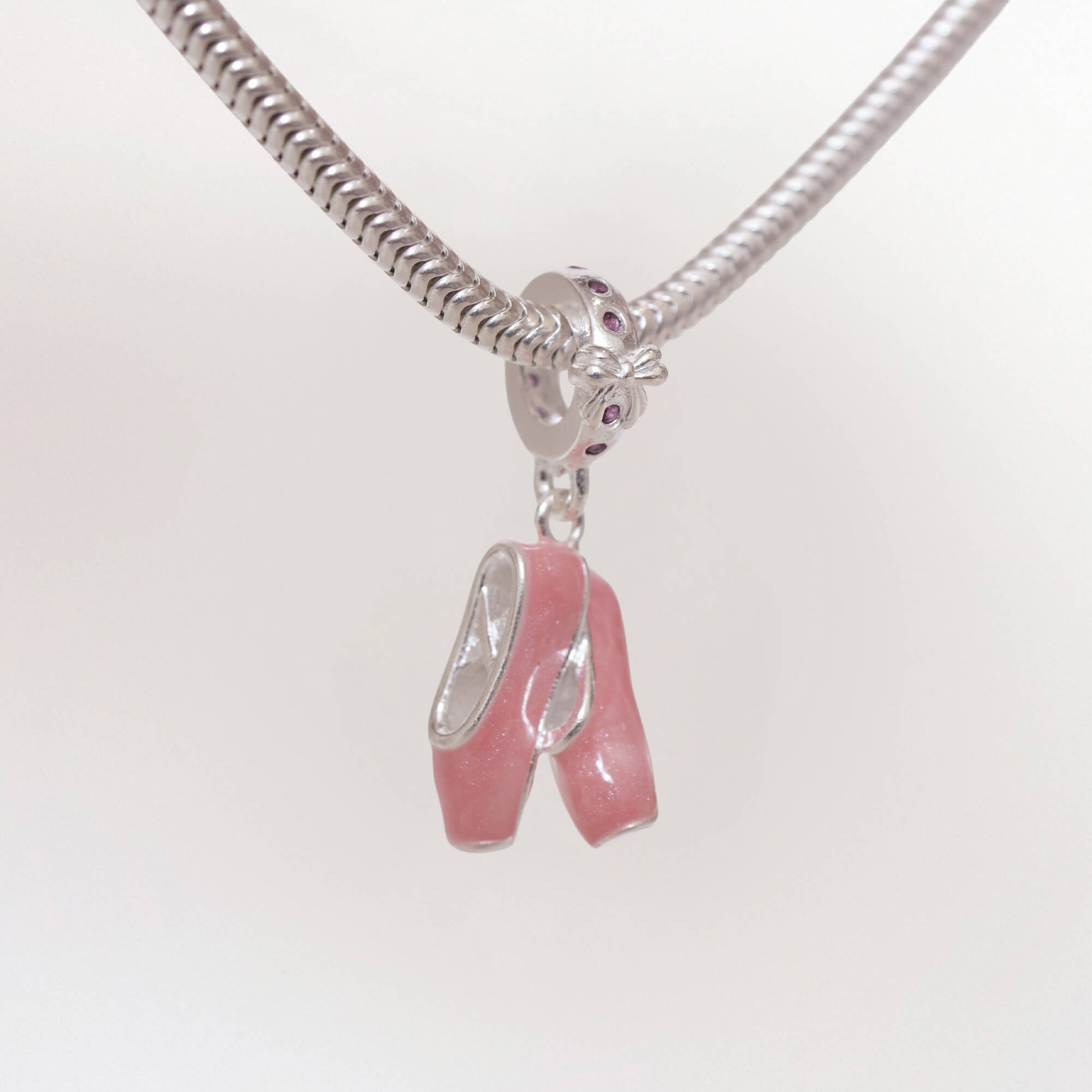 Berloque de Prata 925 Sapatilha de Ballet Rosa