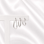 Trio de Brincos Argolas Corações Lisas Prata 925