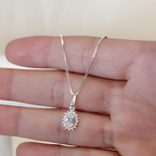 Colar Ponto de Luz Com Cravejado Cristal Prata 925
