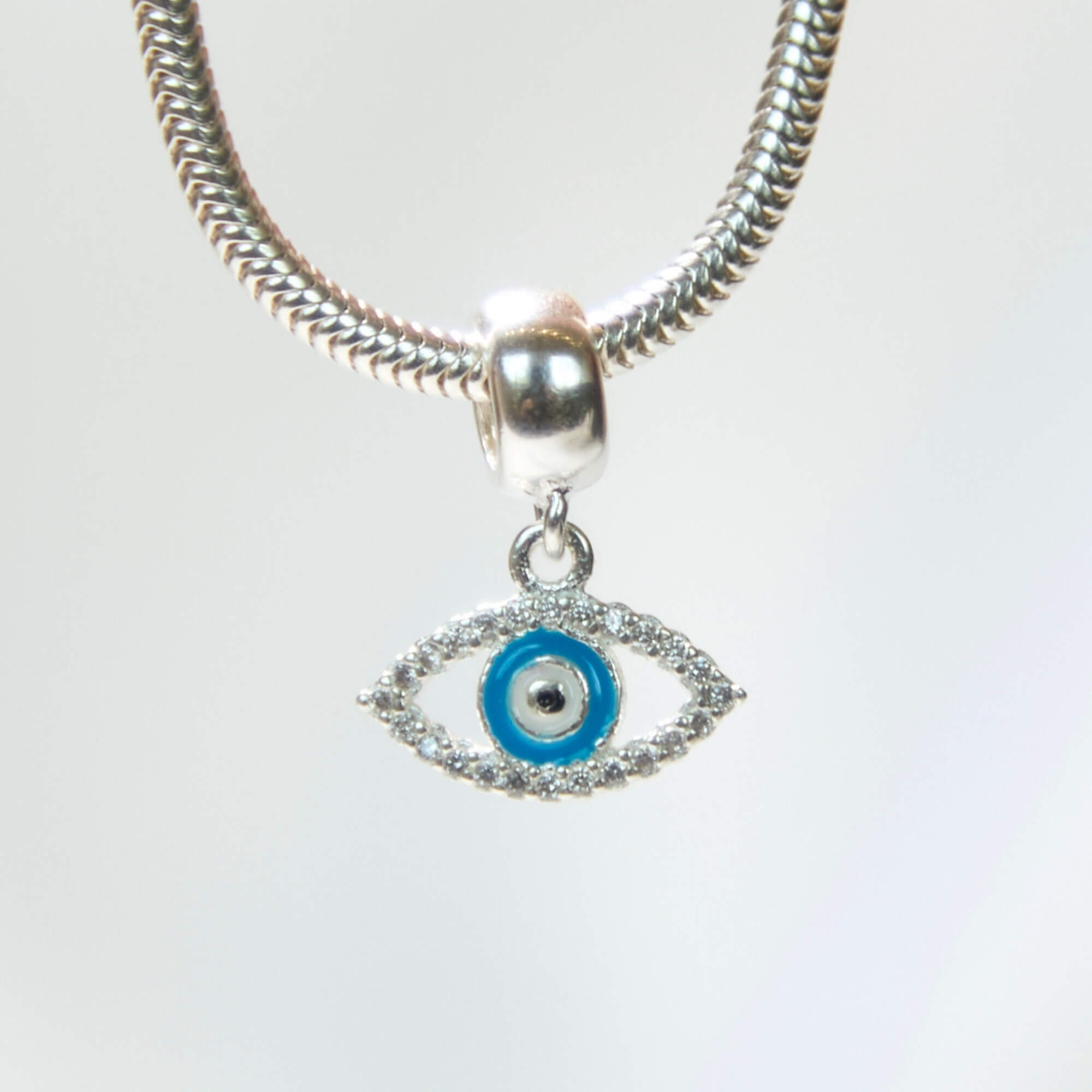 Berloque Olho Grego com Zirconia Prata 925