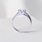 Anel de Prata 925 Solitário Cristal Liso