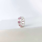 Berloque Mini Separador Zircônia Rosa Bebê Prata 925