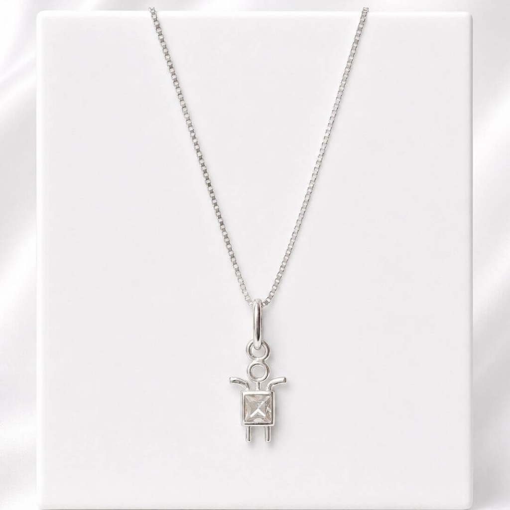 Colar Menino Com Zircônia Cristal Prata 925