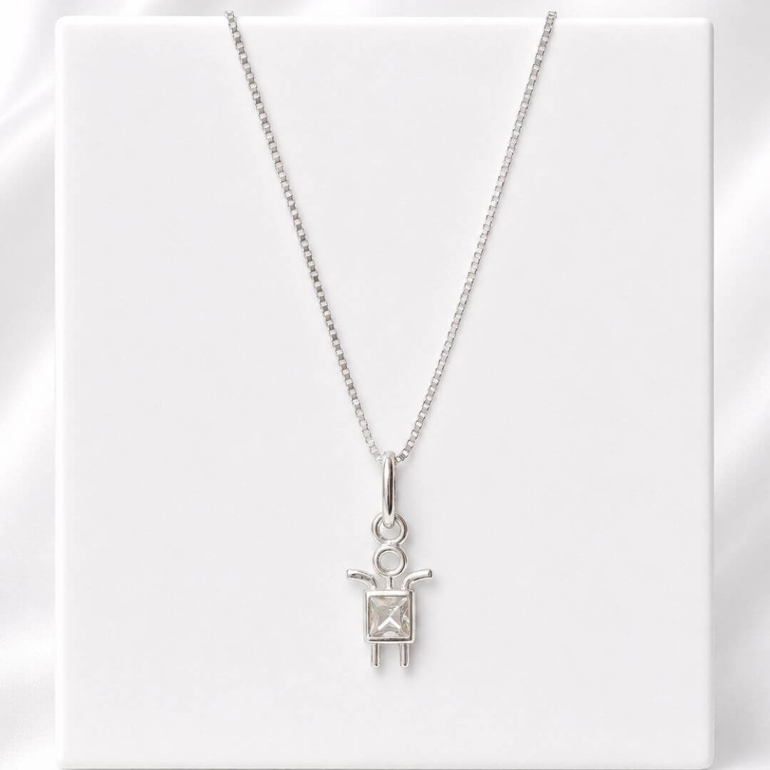 Colar Menino Com Zircônia Cristal Prata 925
