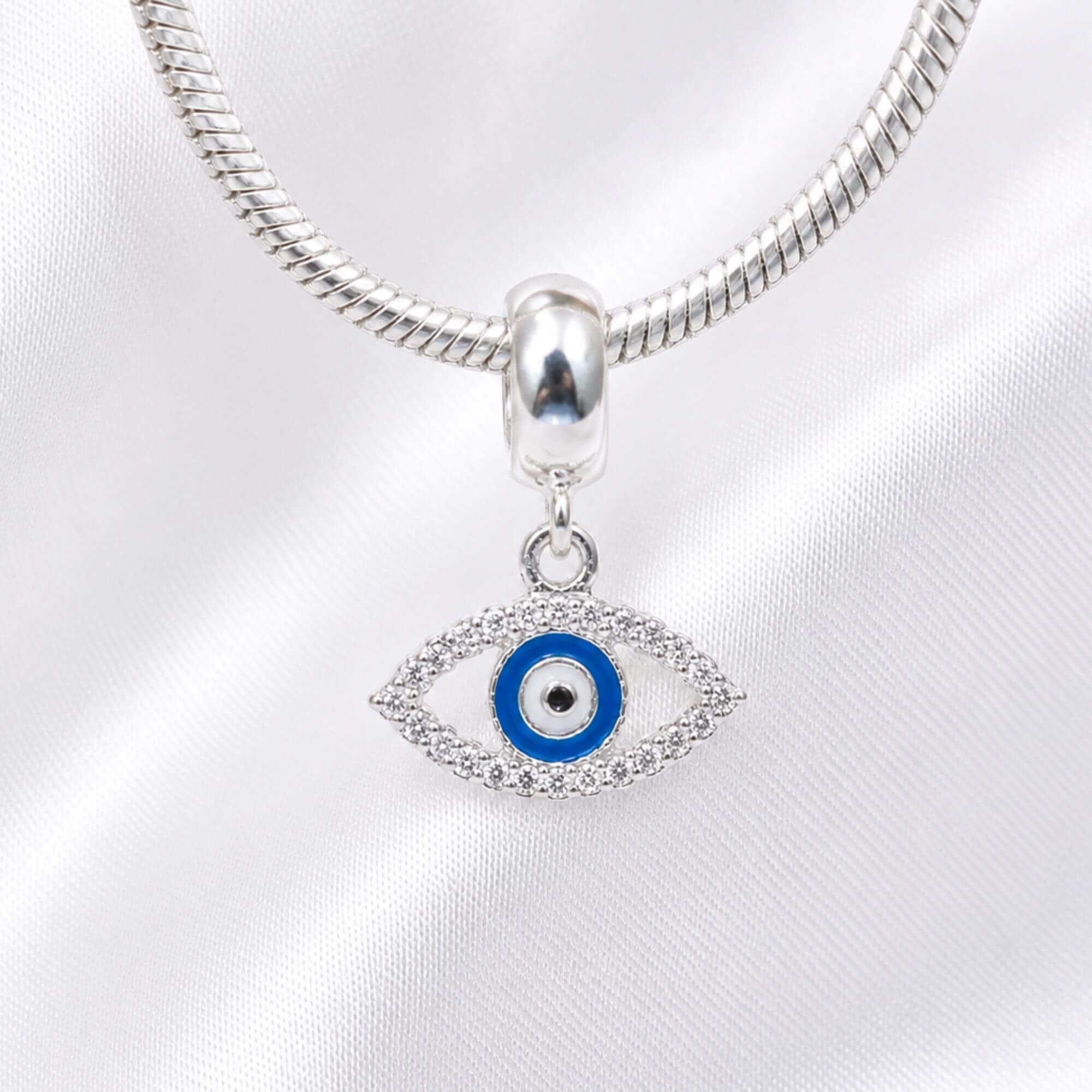 Berloque Olho Grego com Zirconia Prata 925