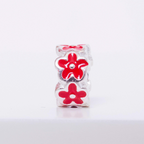 Berloque Mini Separador Flor Vermelha Prata 925