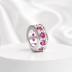 Berloque Mini Separador Zircônia Rosa Pink Prata 925