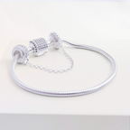 Kit Pulseira Tradicional Cravejada + Corrente de Segurança Cravejada Zircônia Cristal Prata 925