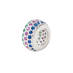 Berloque Separador com Zircônias Coloridas Azul Pink e Verde Prata 925