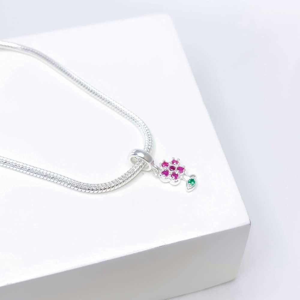 Berloque Florzinha com Zircônia Pingente Prata 925