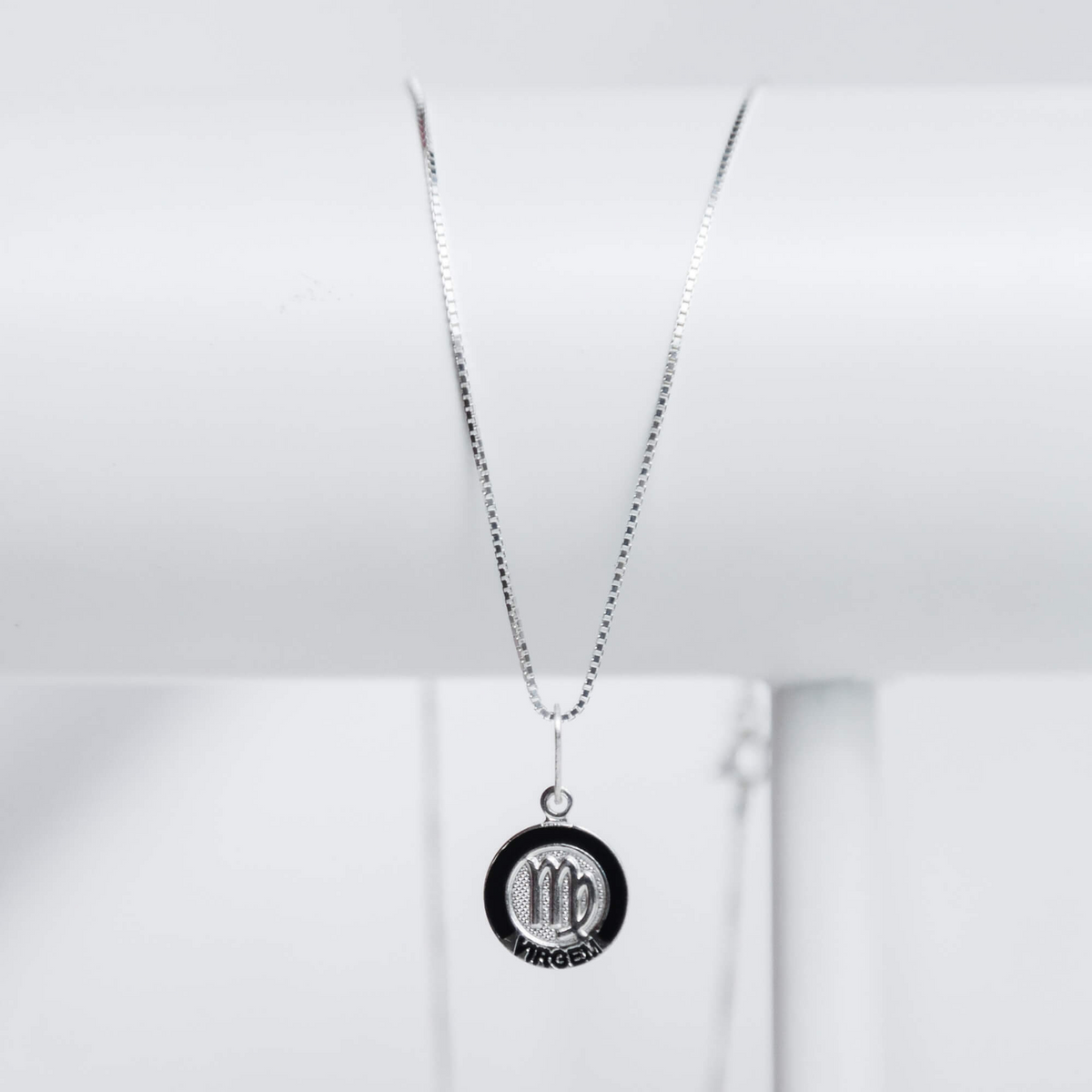 Colar Medalha Signo Virgem 45 cm Prata 925