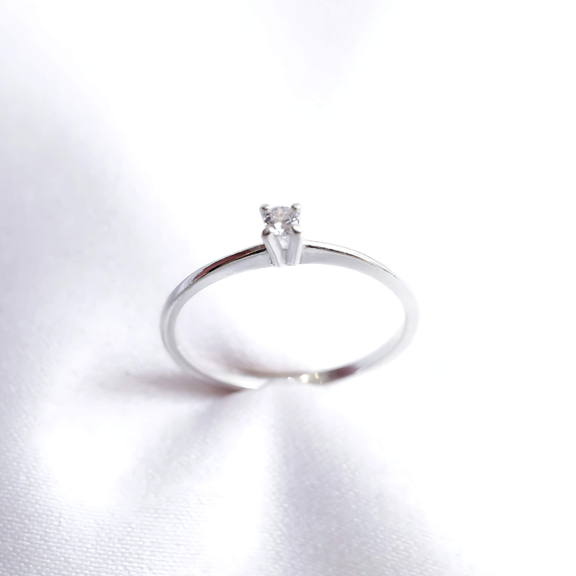 Anel Solitário Com Mini Zircônia Cristal Prata 925