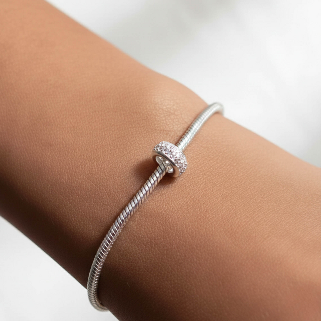 Berloque Separador Zircônia Cristal Prata 925