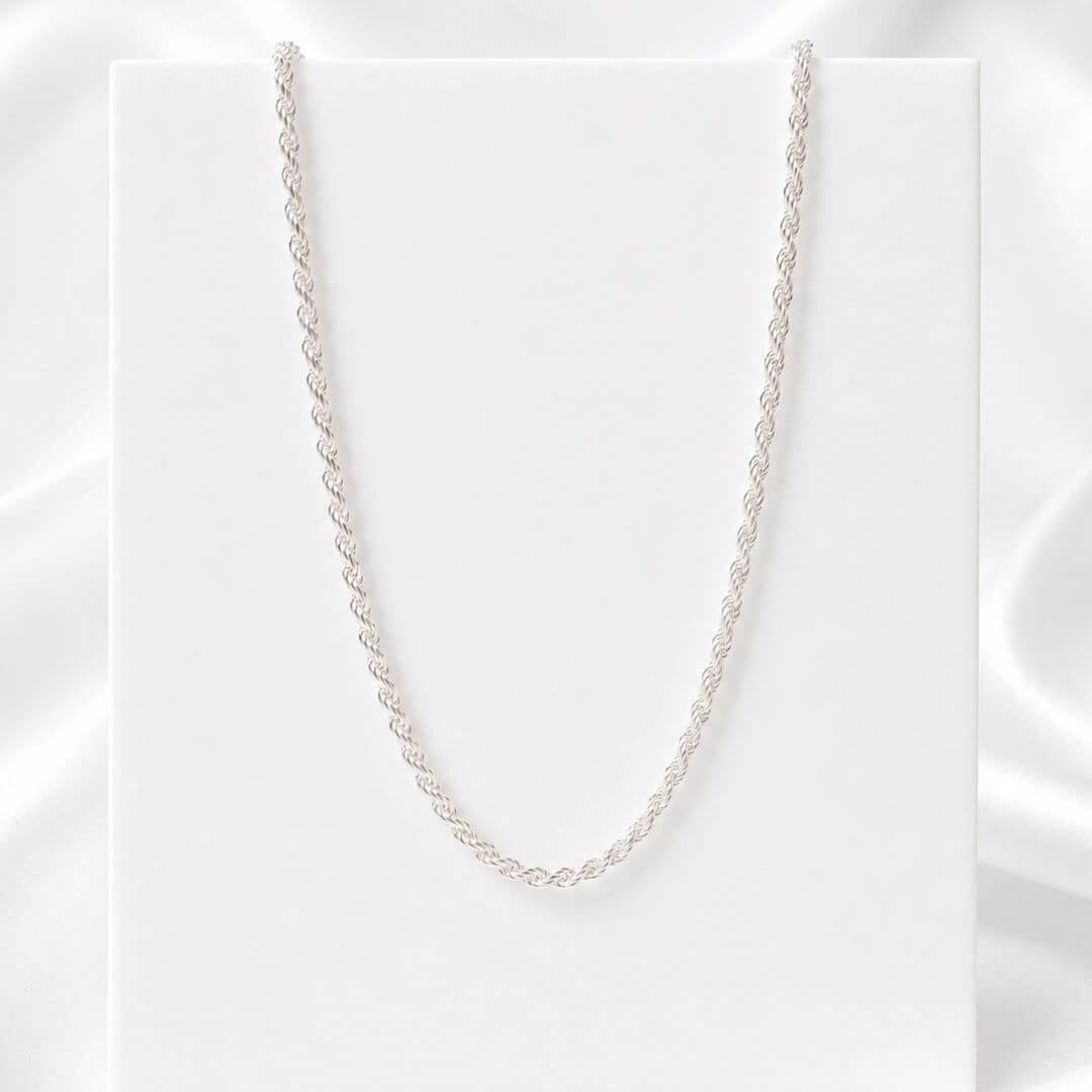 Corrente Cordão Baiano Fino 45cm Prata 925