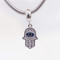 Berloque Hamsa Azul Pingente Prata 925