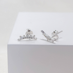 Brinco Ear Cuff Coroa Zircônias Cristais Prata 925