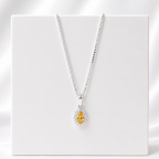 Colar Ponto de Luz Amarelo Topázio Com Cravejado Cristal 45 cm Prata 925