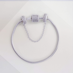 Kit Pulseira Tradicional Cravejada + Corrente de Segurança Cravejada Zircônia Cristal Prata 925