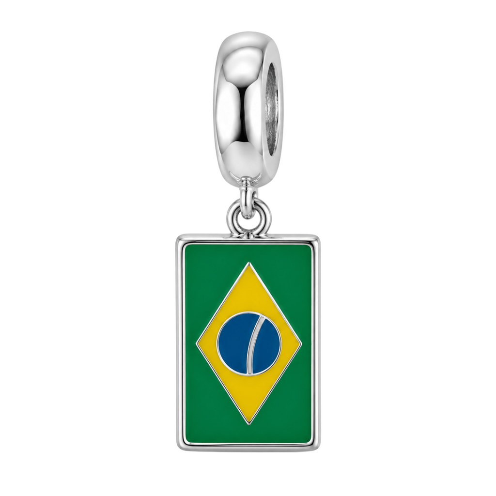 Berloque Bandeira do Brasil Copa do Mundo Prata 925