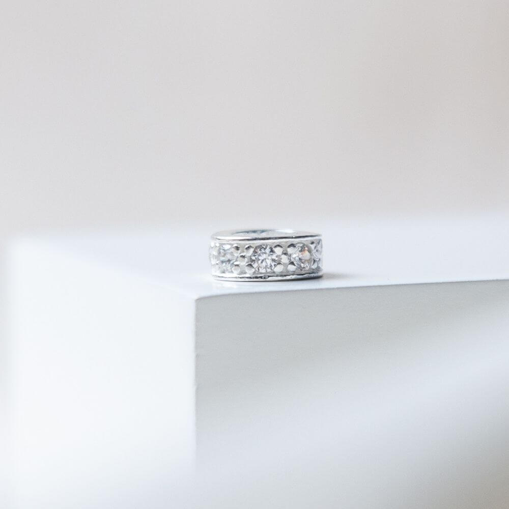 Berloque Mini Separador Zirconia Cristal Prata 925
