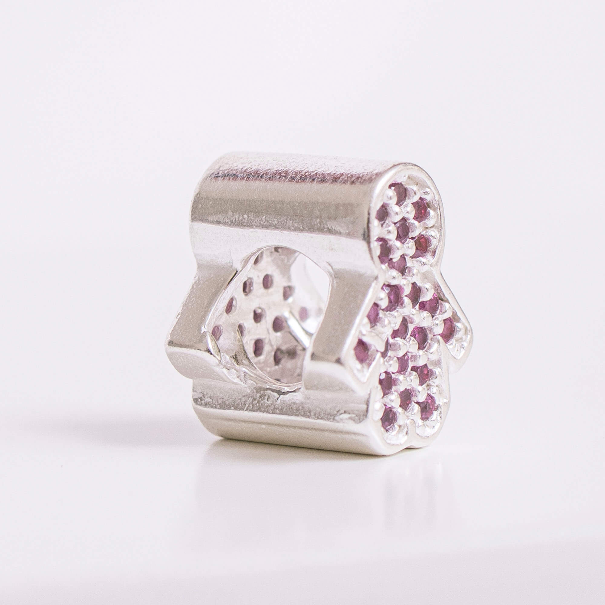 Berloque Separador Menina com Zircônia Pink Prata 925