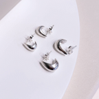Duo de Brincos Gota Lisa Prata 925