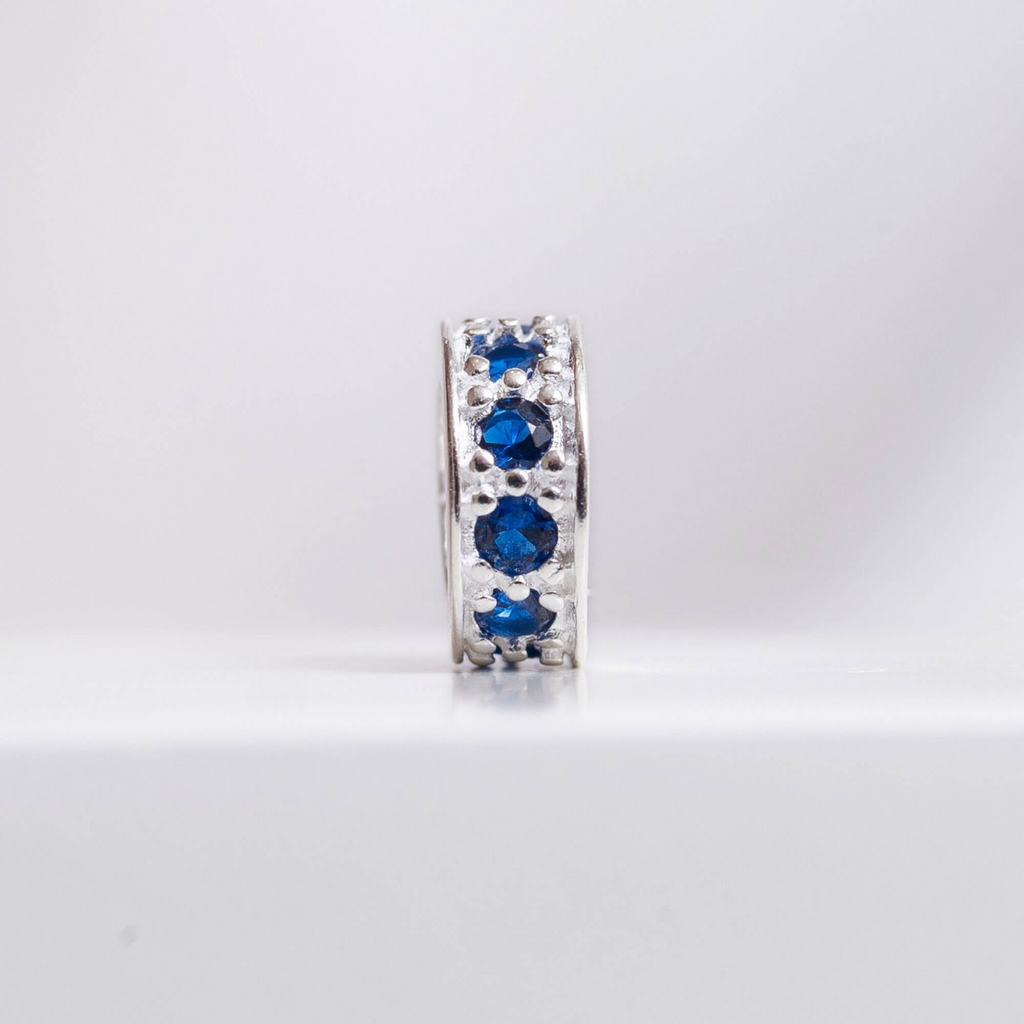 Berloque Mini Separador Zircônia Azul Prata 925