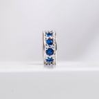 Berloque Mini Separador Zircônia Azul Prata 925