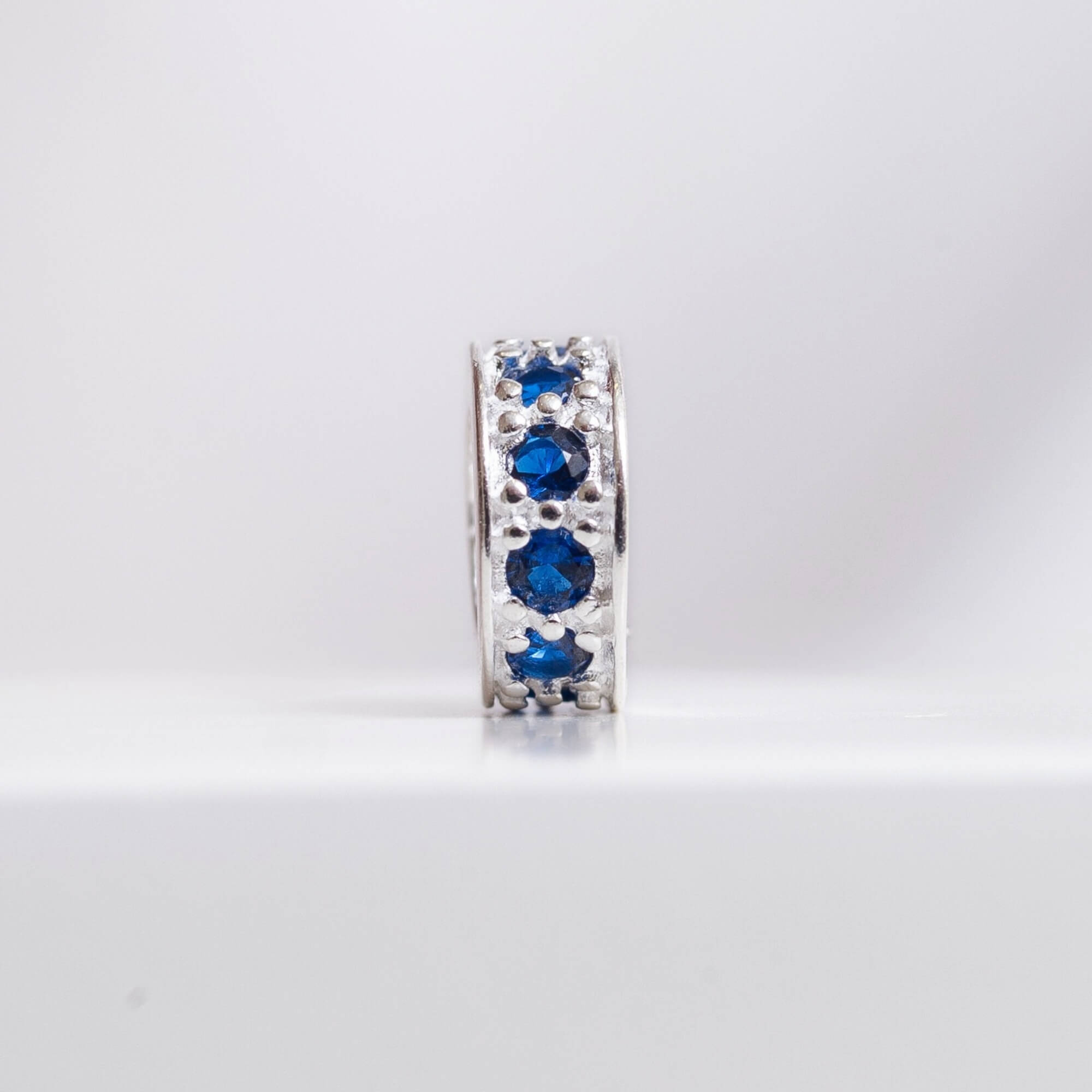 Berloque Mini Separador Zircônia Azul Prata 925