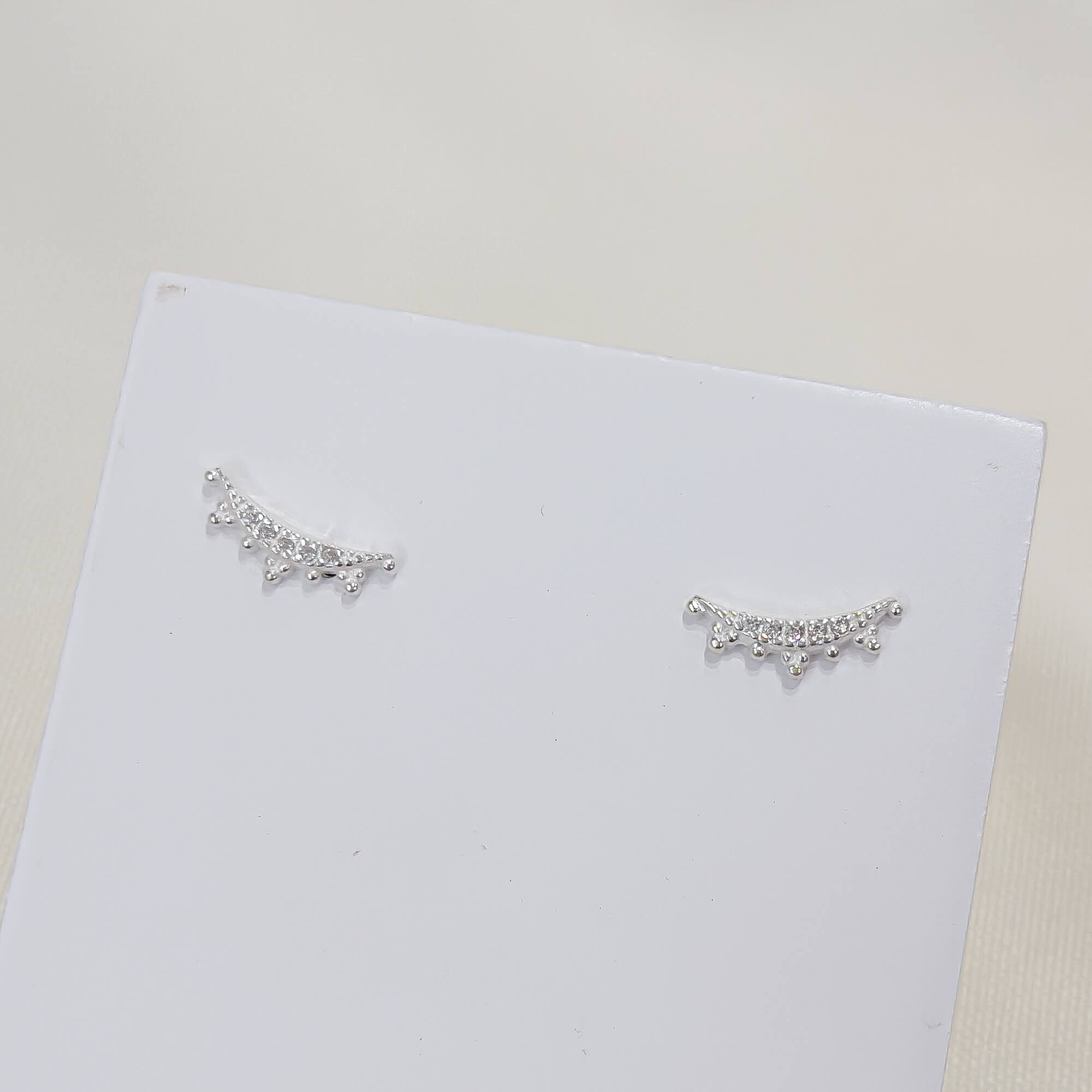 Brinco Ear Cuff Coroa Zircônias Cristais Prata 925