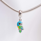 Berloque Arara Azul Pássaro Prata 925