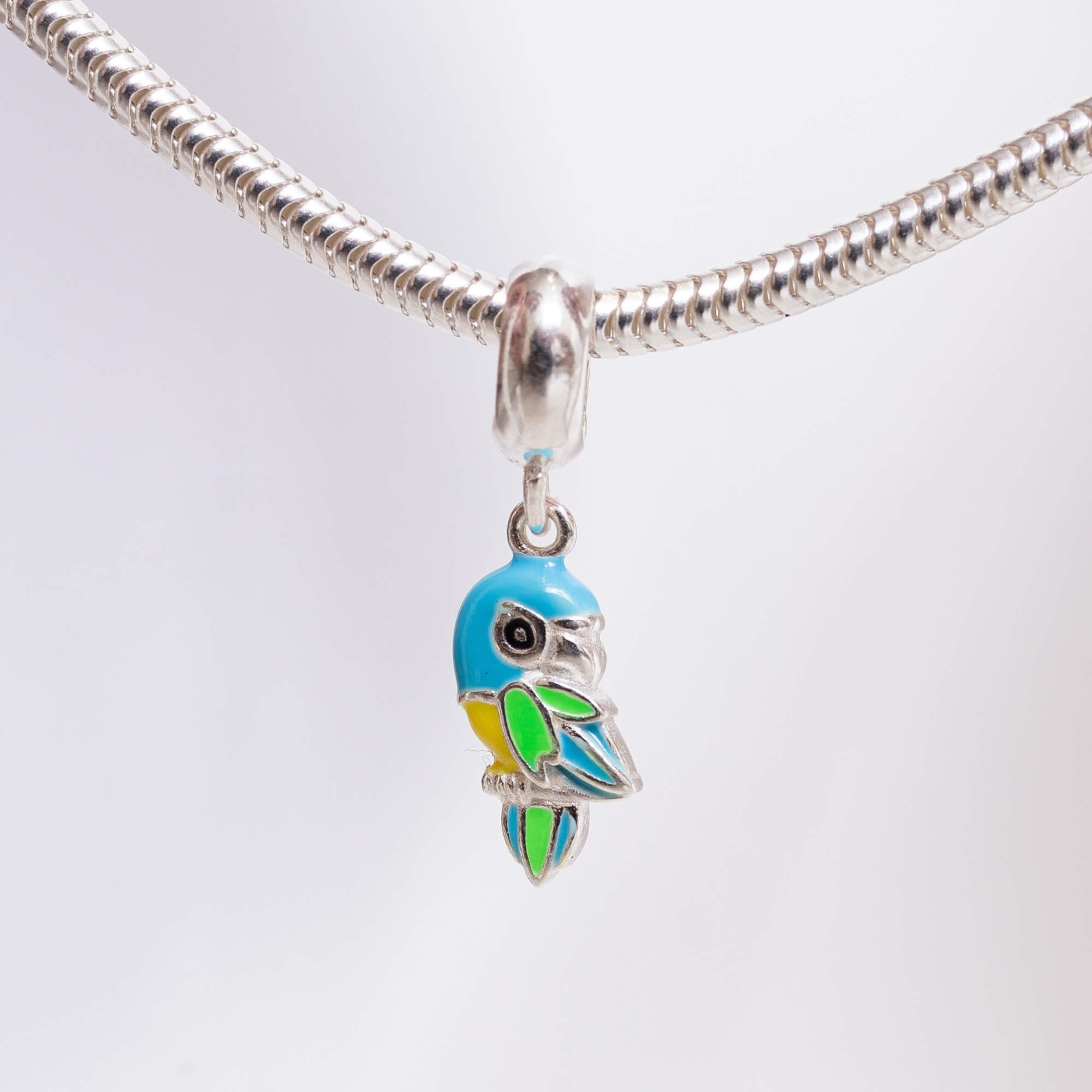 Berloque Arara Azul Pássaro Prata 925