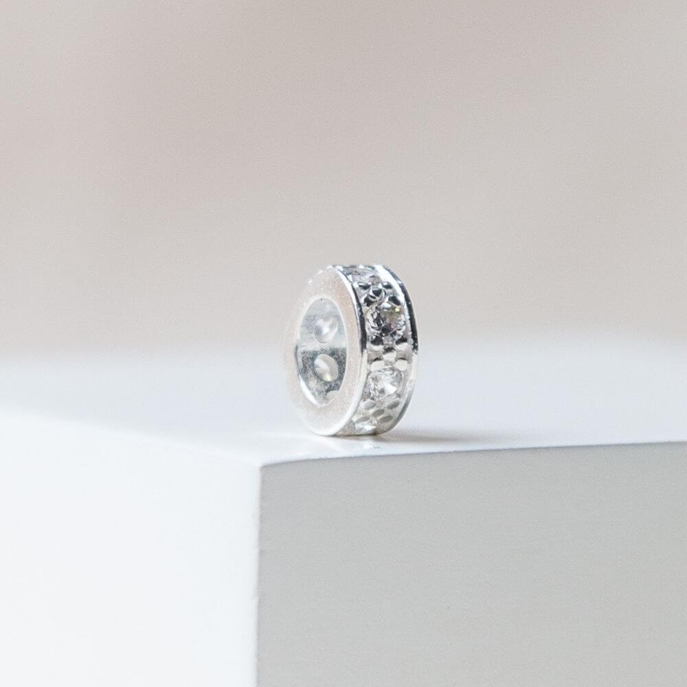 Berloque Mini Separador Zirconia Cristal Prata 925
