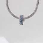 Berloque Separador Zircônia Azul Celeste Prata 925