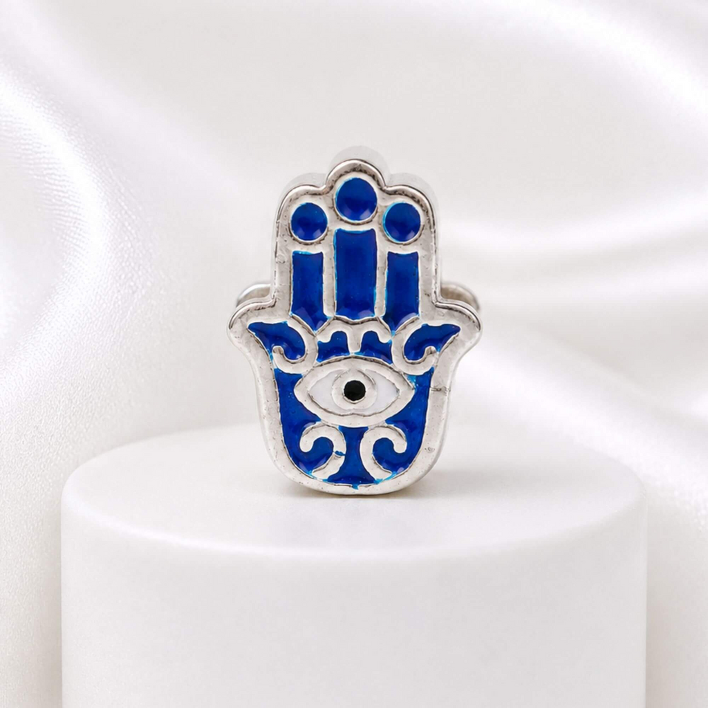 Berloque Hamsa Azul Prata 925