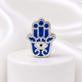 Berloque Hamsa Azul Prata 925