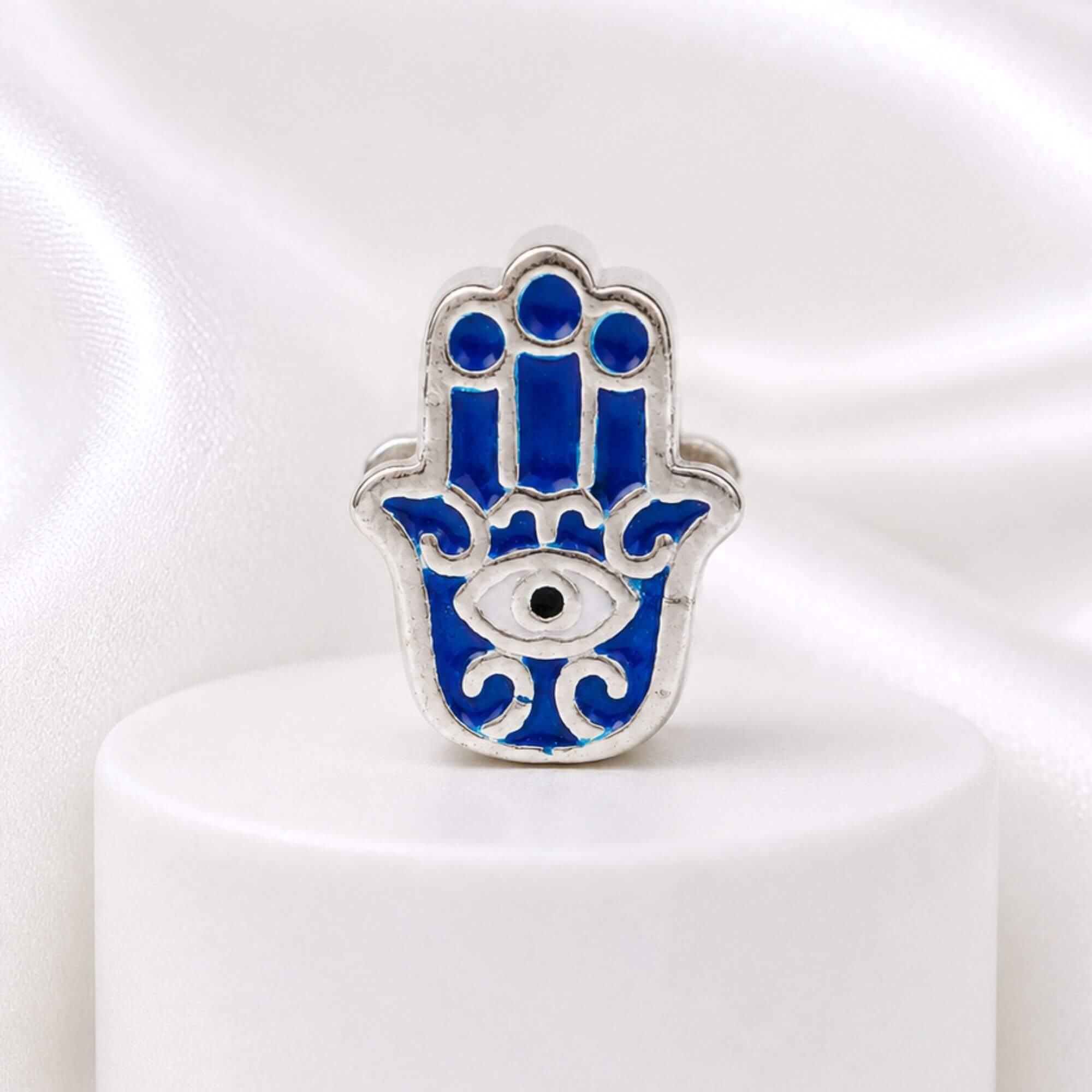 Berloque Hamsa Azul Prata 925