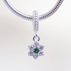 Berloque Flor Zircônia Verde Prata 925