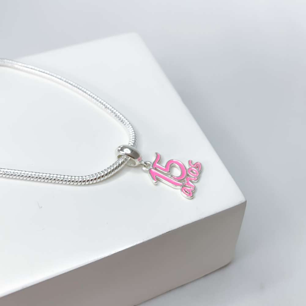 Berloque 15 Anos Rosa Prata 925