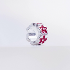 Berloque Mini Separador Flor Vermelha Prata 925