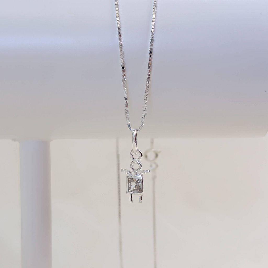 Colar Menino Com Zircônia Cristal Prata 925