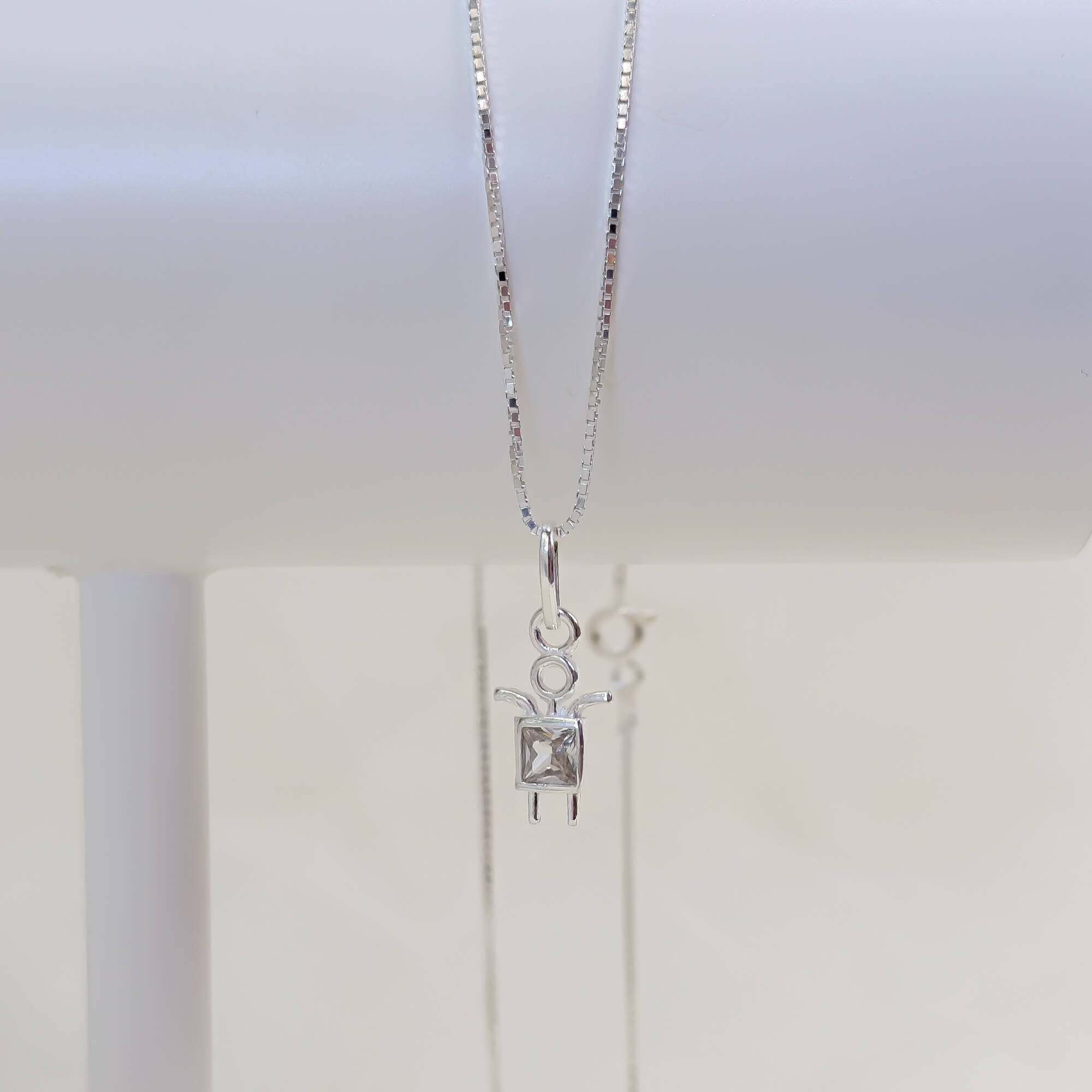 Colar Menino Com Zircônia Cristal Prata 925