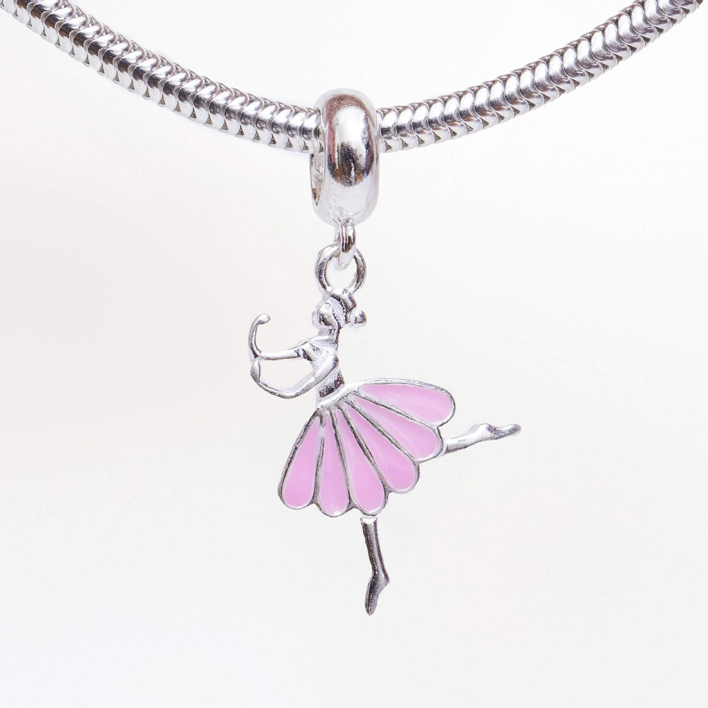 Berloque Bailarina Rosa Prata 925