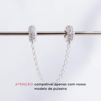 Corrente de Segurança Trava Silicone Cravejada Prata 925