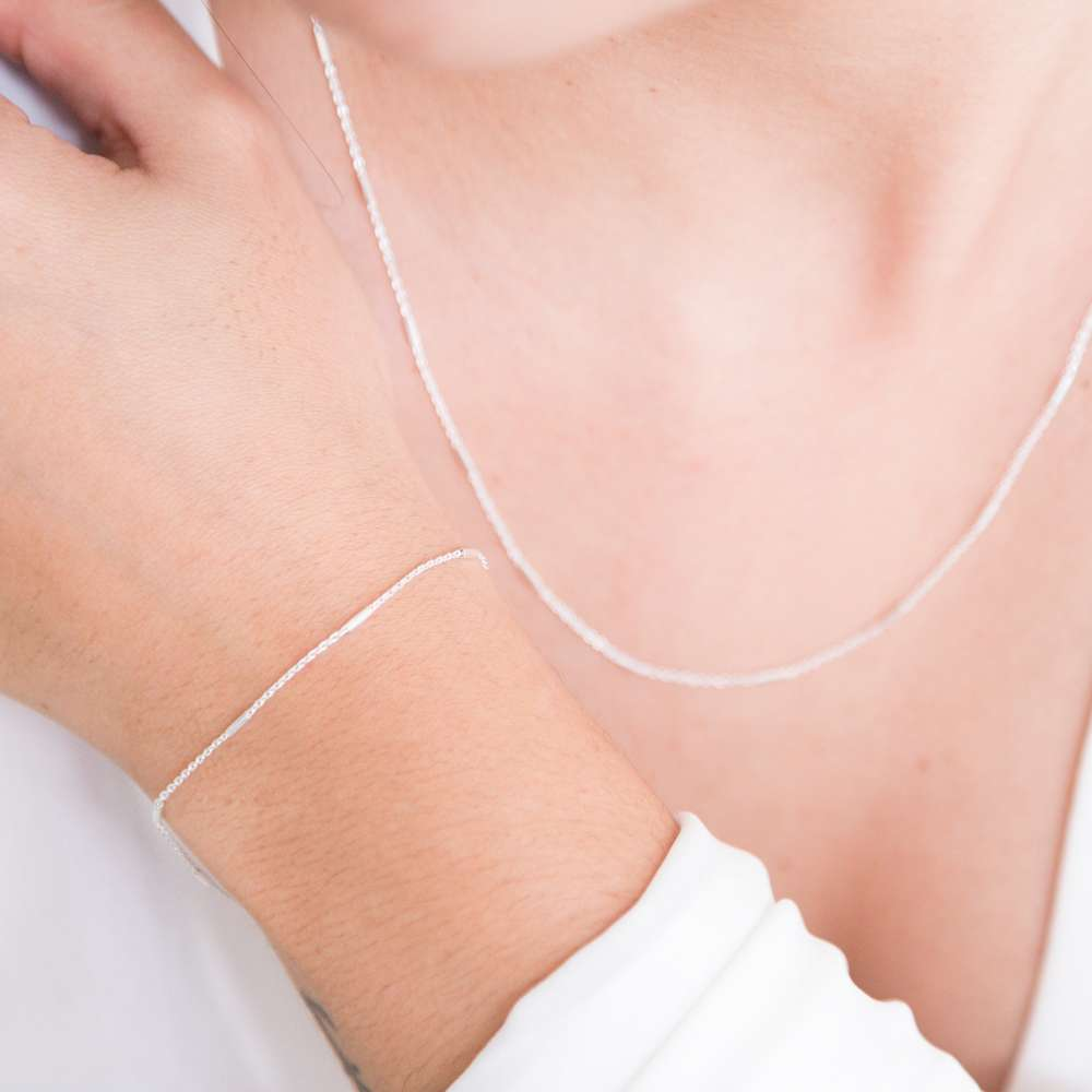 Pulseira Cartier Alternada 18cm Prata 925
