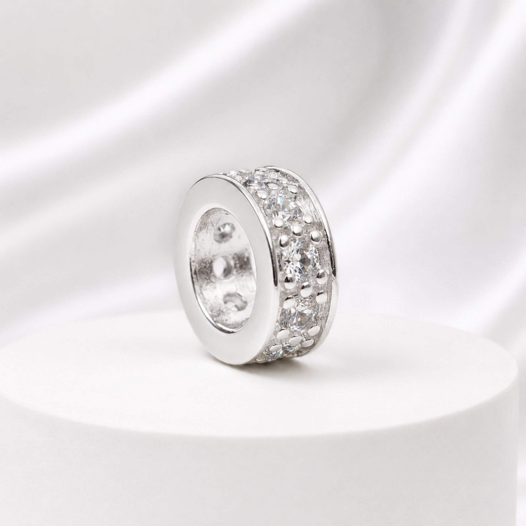 Berloque Mini Separador Zirconia Cristal Prata 925
