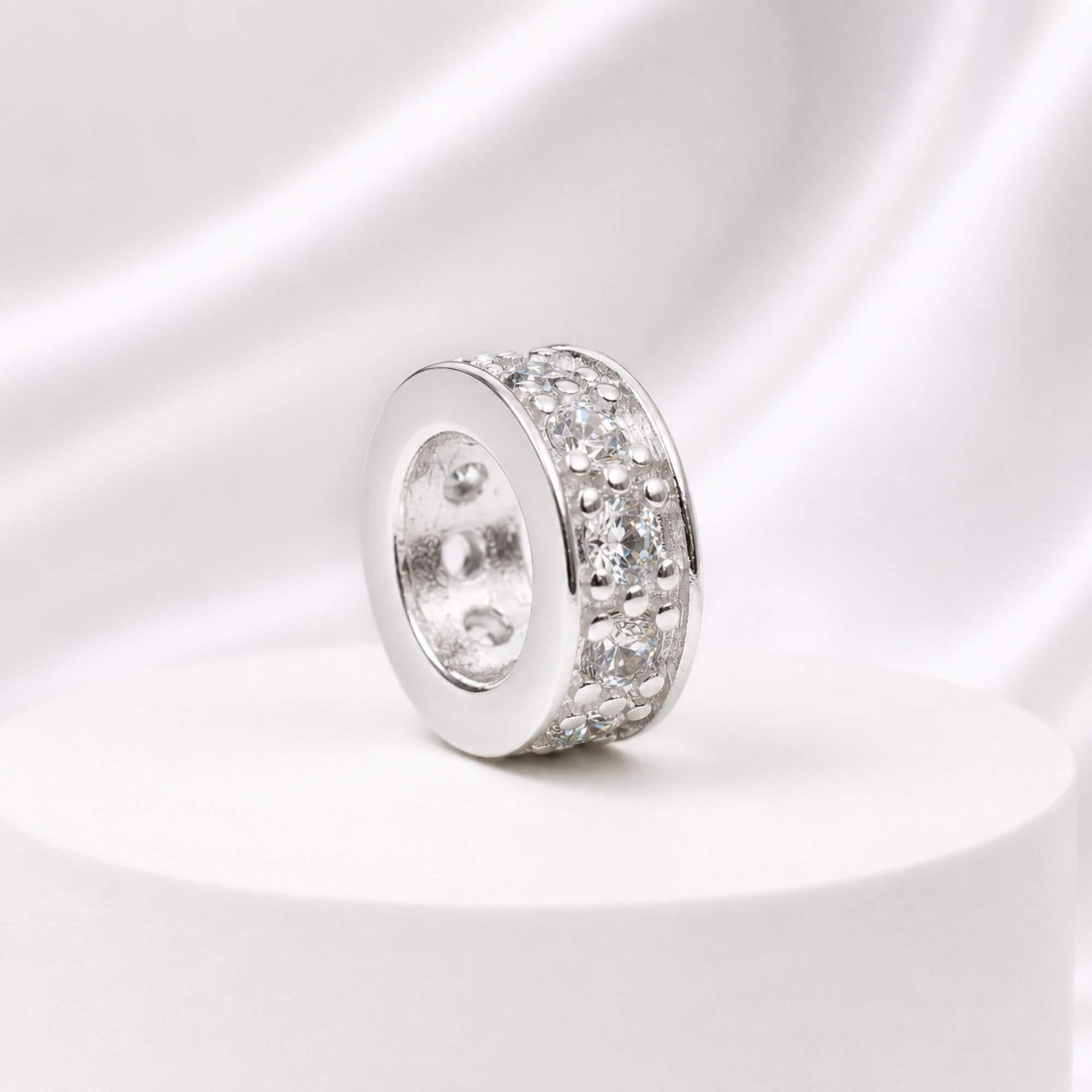 Berloque Mini Separador Zirconia Cristal Prata 925