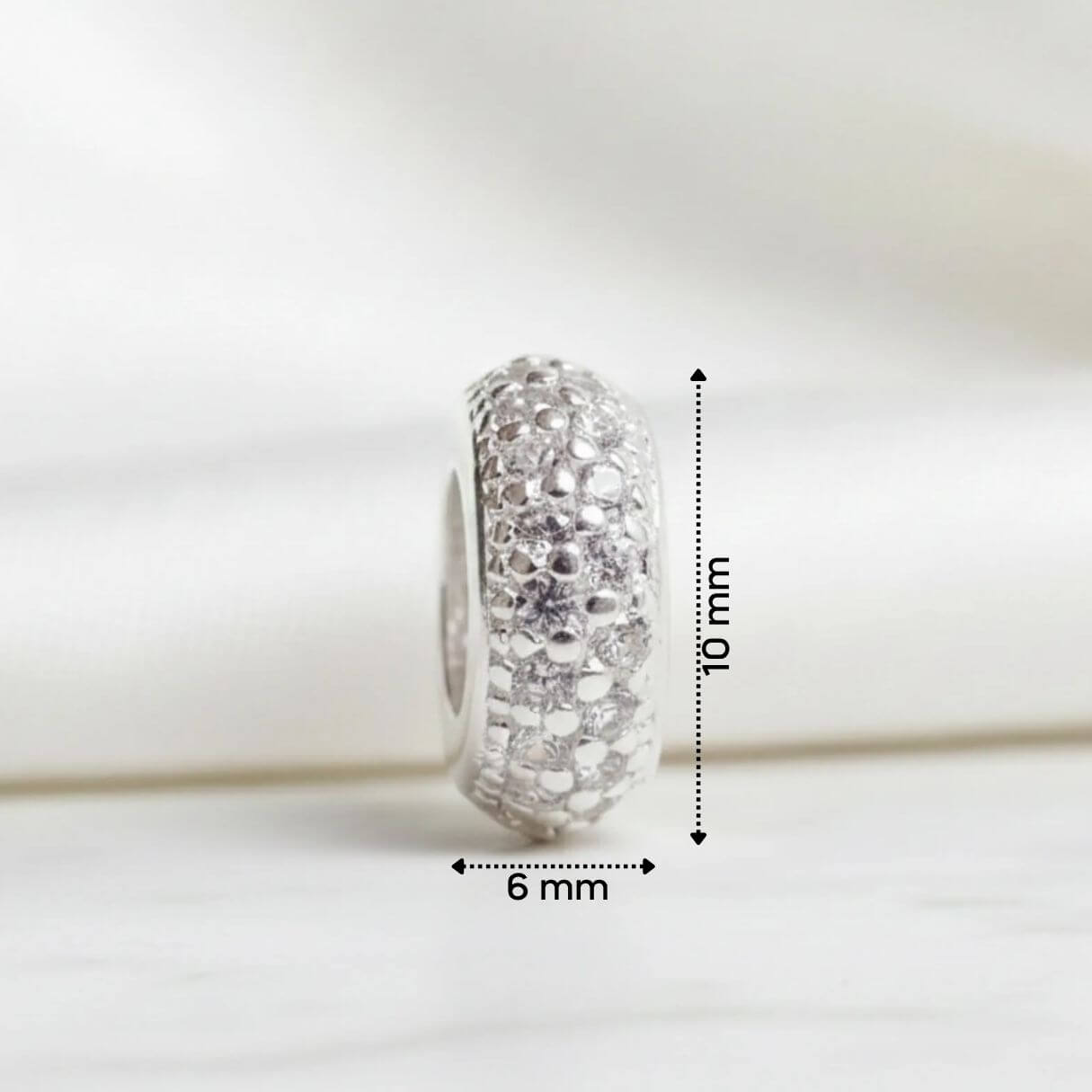 Berloque Separador Zircônia Cristal Prata 925