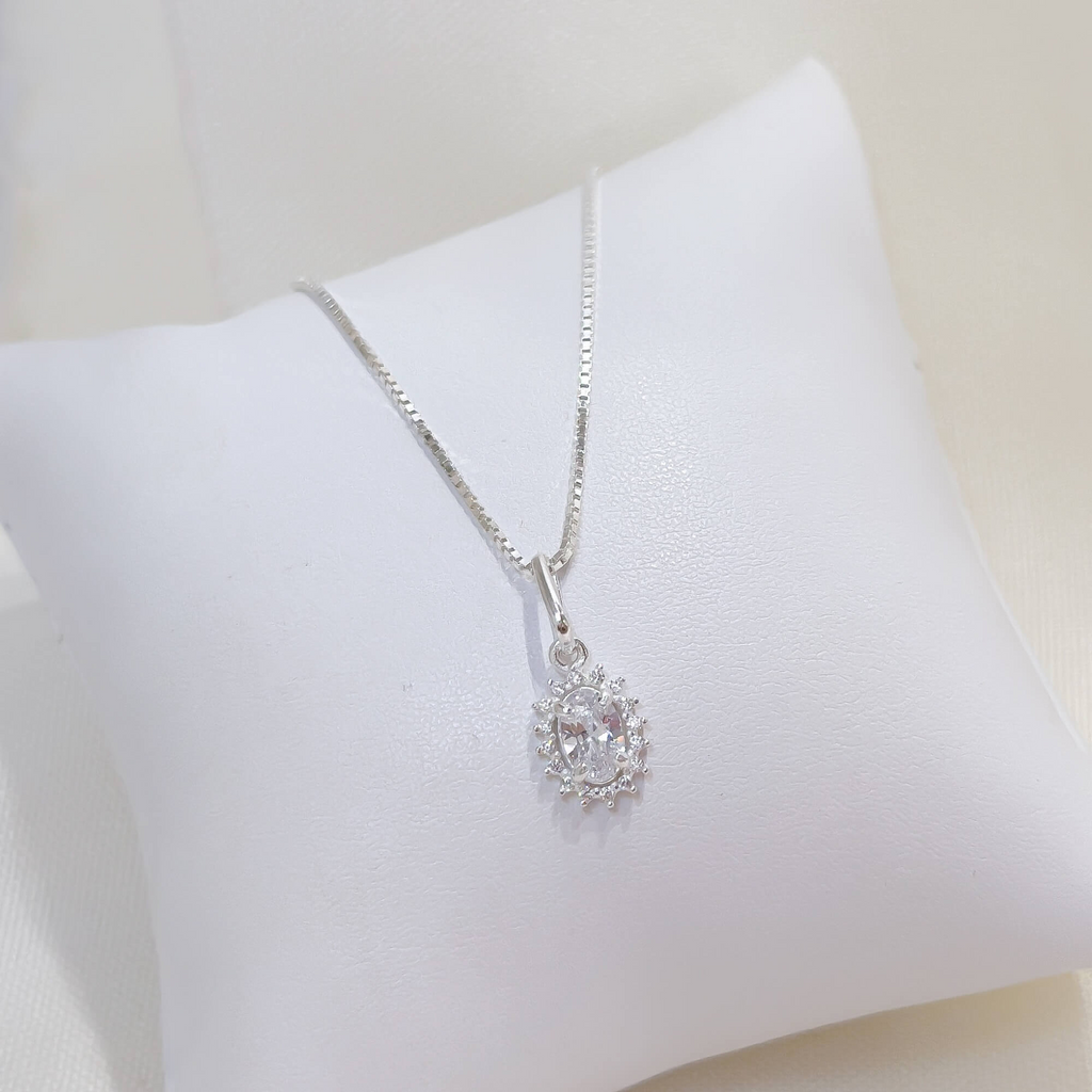 Colar Ponto de Luz Com Cravejado Cristal Prata 925